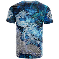 Eye of God Huginn and Muninn Viking T Shirt Odin Ravens in Frostflame and Runeflight Style