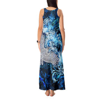 Eye of God Huginn and Muninn Viking Tank Maxi Dress Odin Ravens in Frostflame and Runeflight Style