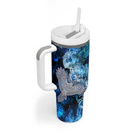 Eye of God Huginn and Muninn Viking Tumbler With Handle Odin Ravens in Frostflame and Runeflight Style