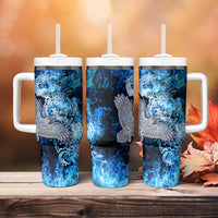 Eye of God Huginn and Muninn Viking Tumbler With Handle Odin Ravens in Frostflame and Runeflight Style