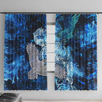Eye of God Huginn and Muninn Viking Window Curtain Odin Ravens in Frostflame and Runeflight Style