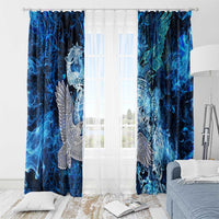 Eye of God Huginn and Muninn Viking Window Curtain Odin Ravens in Frostflame and Runeflight Style
