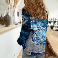 Eye of God Huginn and Muninn Viking Women Casual Shirt Odin Ravens in Frostflame and Runeflight Style