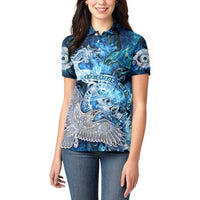 Eye of God Huginn and Muninn Viking Women Polo Shirt Odin Ravens in Frostflame and Runeflight Style