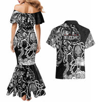 Viking Warrior Couples Matching Mermaid Dress and Hawaiian Shirt Tales Entwined in Nordic Knotwork