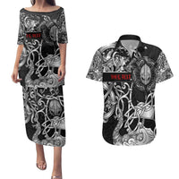Viking Warrior Couples Matching Puletasi and Hawaiian Shirt Tales Entwined in Nordic Knotwork