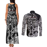 Viking Warrior Couples Matching Tank Maxi Dress and Long Sleeve Button Shirt Tales Entwined in Nordic Knotwork