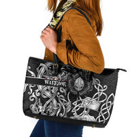 Viking Warrior Leather Tote Bag Tales Entwined in Nordic Knotwork