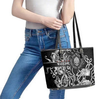 Viking Warrior Leather Tote Bag Tales Entwined in Nordic Knotwork