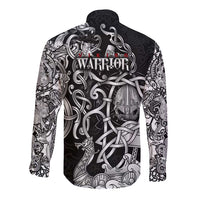Viking Warrior Long Sleeve Button Shirt Tales Entwined in Nordic Knotwork
