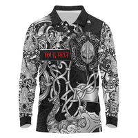 Viking Warrior Long Sleeve Polo Shirt Tales Entwined in Nordic Knotwork