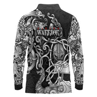 Viking Warrior Long Sleeve Polo Shirt Tales Entwined in Nordic Knotwork