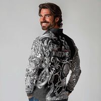 Viking Warrior Long Sleeve Polo Shirt Tales Entwined in Nordic Knotwork