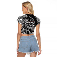 Viking Warrior Raglan Cropped T Shirt Tales Entwined in Nordic Knotwork