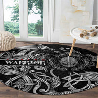 Viking Warrior Round Carpet Tales Entwined in Nordic Knotwork