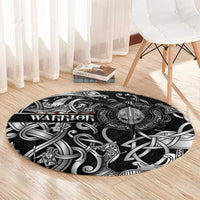 Viking Warrior Round Carpet Tales Entwined in Nordic Knotwork