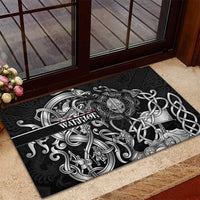 Viking Warrior Rubber Doormat Tales Entwined in Nordic Knotwork