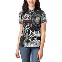 Viking Warrior Women Polo Shirt Tales Entwined in Nordic Knotwork
