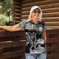 Viking Warrior Women Polo Shirt Tales Entwined in Nordic Knotwork
