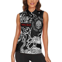 Viking Warrior Women Sleeveless Polo Shirt Tales Entwined in Nordic Knotwork