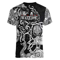 Viking Warrior Women V-Neck T-Shirt Tales Entwined in Nordic Knotwork
