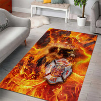 Firefighter Fathers Day Area Rug Dad By Name - Firefighter By Heart