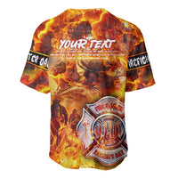 Firefighter Fathers Day Baseball Jersey Dad By Name - Firefighter By Heart