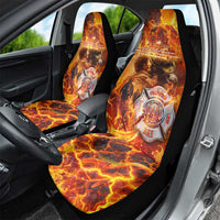 Firefighter Fathers Day Car Seat Cover Dad By Name - Firefighter By Heart