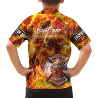 Firefighter Fathers Day Family Matching Puletasi and Hawaiian Shirt Dad By Name - Firefighter By Heart