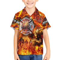 Firefighter Fathers Day Family Matching Puletasi and Hawaiian Shirt Dad By Name - Firefighter By Heart