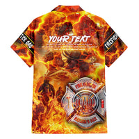 Firefighter Fathers Day Family Matching Short Sleeve Bodycon Dress and Hawaiian Shirt Dad By Name - Firefighter By Heart