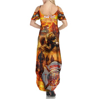 Firefighter Fathers Day Family Matching Summer Maxi Dress and Hawaiian Shirt Dad By Name - Firefighter By Heart
