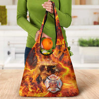 Firefighter Fathers Day Grocery Bag Dad By Name - Firefighter By Heart
