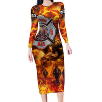 Firefighter Fathers Day Long Sleeve Bodycon Dress Dad By Name - Firefighter By Heart