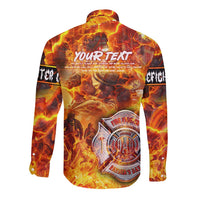 Firefighter Fathers Day Long Sleeve Button Shirt Dad By Name - Firefighter By Heart