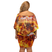 Firefighter Fathers Day Off Shoulder Short Dress Dad By Name - Firefighter By Heart