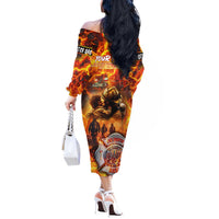 Firefighter Fathers Day Off The Shoulder Long Sleeve Dress Dad By Name - Firefighter By Heart
