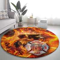 Firefighter Fathers Day Round Carpet Dad By Name - Firefighter By Heart