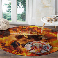 Firefighter Fathers Day Round Carpet Dad By Name - Firefighter By Heart