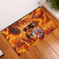 Firefighter Fathers Day Rubber Doormat Dad By Name - Firefighter By Heart