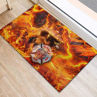 Firefighter Fathers Day Rubber Doormat Dad By Name - Firefighter By Heart