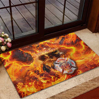 Firefighter Fathers Day Rubber Doormat Dad By Name - Firefighter By Heart