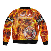 Firefighter Fathers Day Sleeve Zip Bomber Jacket Dad By Name - Firefighter By Heart
