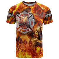 Firefighter Fathers Day T Shirt Dad By Name - Firefighter By Heart