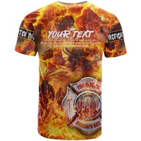 Firefighter Fathers Day T Shirt Dad By Name - Firefighter By Heart
