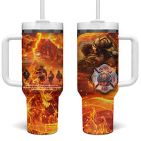 Firefighter Fathers Day Tumbler With Handle Dad By Name - Firefighter By Heart