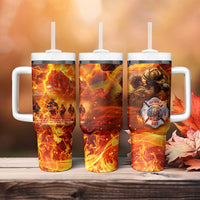 Firefighter Fathers Day Tumbler With Handle Dad By Name - Firefighter By Heart