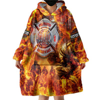 Firefighter Fathers Day Wearable Blanket Hoodie Dad By Name - Firefighter By Heart