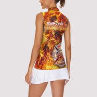 Firefighter Fathers Day Women Sleeveless Polo Shirt Dad By Name - Firefighter By Heart