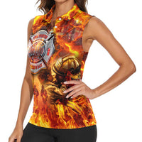 Firefighter Fathers Day Women Sleeveless Polo Shirt Dad By Name - Firefighter By Heart